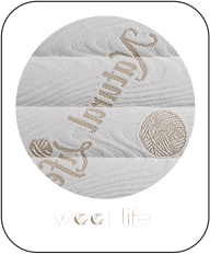 WOOLLIFE * Potah * Složení: 30% směs vlny a viskózy, 70% polyester, potah prošitý s klimatizační výplní, PES vláknem 300 gr / m2